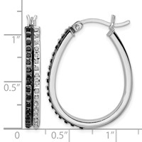 Diamond Fascination Diamond Mystique Sterling Silver Platinum-plated Diamond Black and White Diamond Hoop Earrings view 4