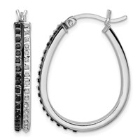 Diamond Fascination Diamond Mystique Sterling Silver Platinum-plated Diamond Black and White Diamond Hoop Earrings view 1