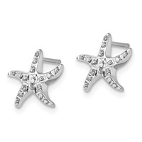 Diamond Fascination Diamond Mystique Sterling Silver Platinum-plated Carart Diamond Starfish Post Earrings view 2