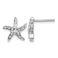 Diamond Fascination Diamond Mystique Sterling Silver Platinum-plated Carart Diamond Starfish Post Earrings view 1