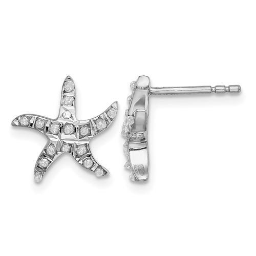 Diamond Fascination Diamond Mystique Sterling Silver Platinum-plated Carart Diamond Starfish Post Earrings