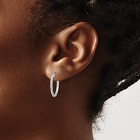 Diamond Fascination Diamond Mystique Sterling Silver Platinum-plated Diamond Round Hoop Earrings view 3