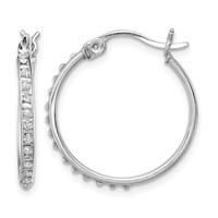 Diamond Fascination Diamond Mystique Sterling Silver Platinum-plated Diamond Round Hoop Earrings view 1
