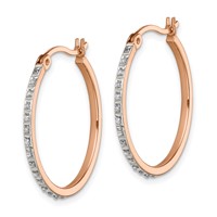 Diamond Fascination Diamond Mystique Sterling Silver Rose Gold-plated Diamond Round Hoop Earrings view 2