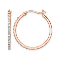 Diamond Fascination Diamond Mystique Sterling Silver Rose Gold-plated Diamond Round Hoop Earrings view 1