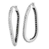 Diamond Fascination Diamond Mystique Sterling Silver Platinum-plated Diamond Black and White Diamond in and Out Hoop Earring view 2