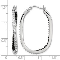 Diamond Fascination Diamond Mystique Sterling Silver Platinum-plated Diamond Black and White Diamond in and Out Hoop Earring view 4