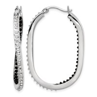 Diamond Fascination Diamond Mystique Sterling Silver Platinum-plated Diamond Black and White Diamond in and Out Hoop Earring view 1
