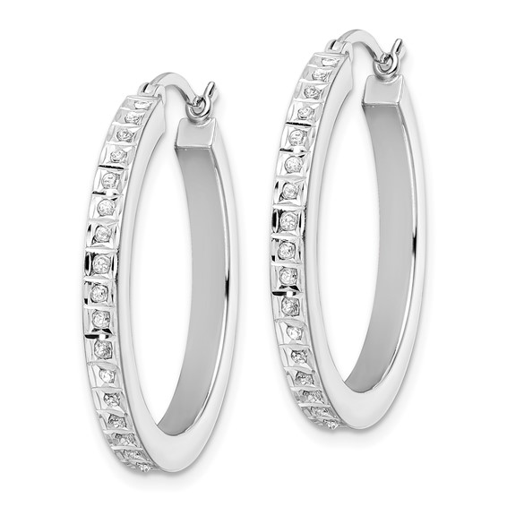 Sterling Silver Diamond Mystique Hoop Earrings