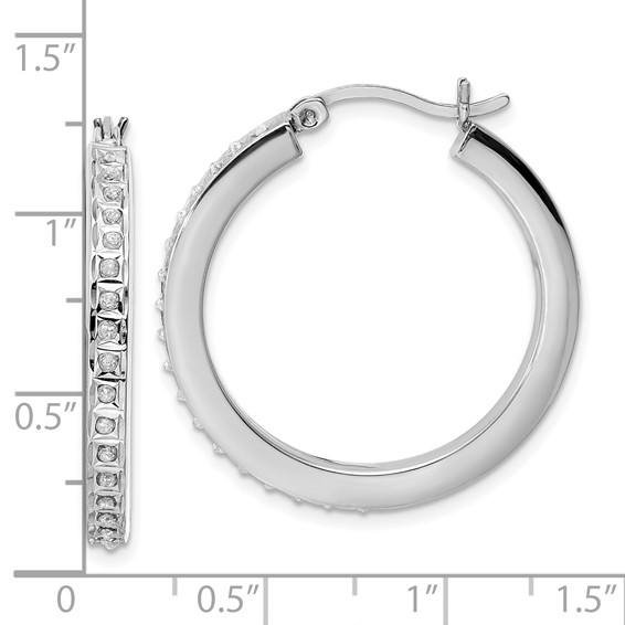 Sterling Silver Diamond Mystique Hoop Earrings