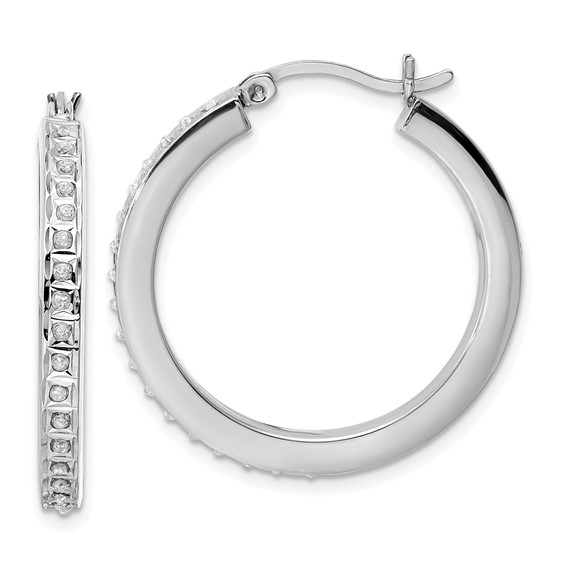 Sterling Silver Diamond Mystique Hoop Earrings