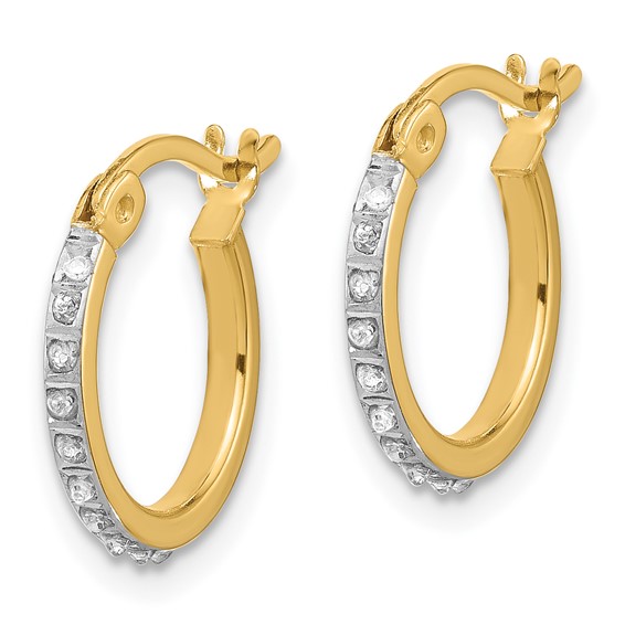 SS 18k Gold-pltd Diamond Mystique Dia Dust/Accent Hoop Earring
