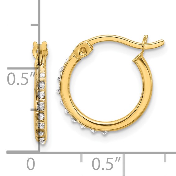 SS 18k Gold-pltd Diamond Mystique Dia Dust/Accent Hoop Earring