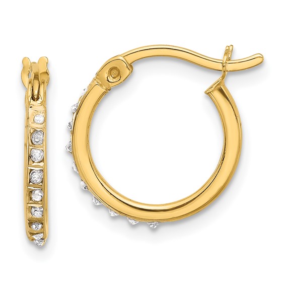 SS 18k Gold-pltd Diamond Mystique Dia Dust/Accent Hoop Earring