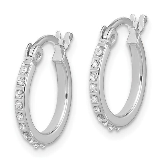 SS Platinum-plated Diamond Mystique Dia Dust/Accent Hoop Earring