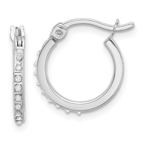 SS Platinum-plated Diamond Mystique Dia Dust/Accent Hoop Earring