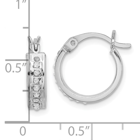 Sterling Silver Platinum-plated Diamond Mystique Hoop Earrings