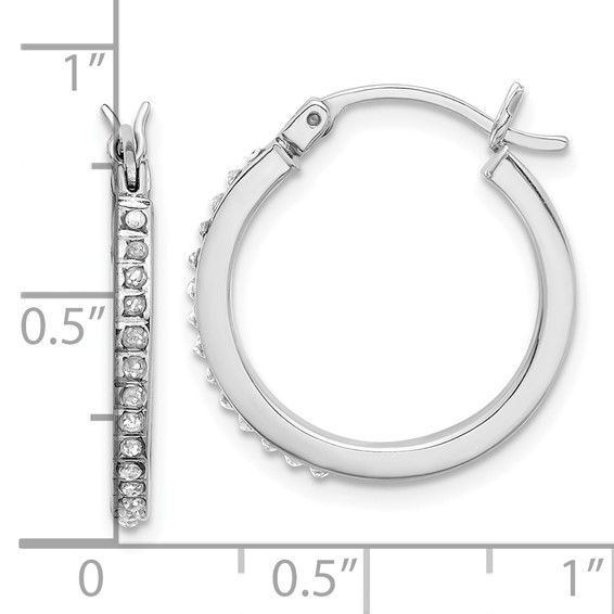 SS Platinum-plated Diamond Mystique Diamond Dust/Accent Hoop Earrings