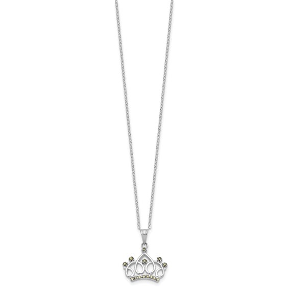 SS Plat-pltd Diamond Mystique Diamond Dust/Accent Crown Necklace