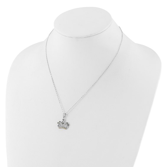 SS Plat-pltd Diamond Mystique Diamond Dust/Accent Crown Necklace