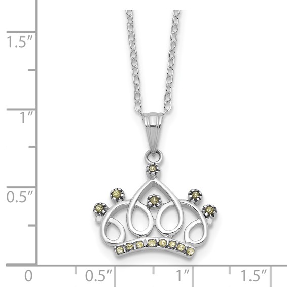 SS Plat-pltd Diamond Mystique Diamond Dust/Accent Crown Necklace