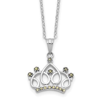 SS Plat-pltd Diamond Mystique Diamond Dust/Accent Crown Necklace