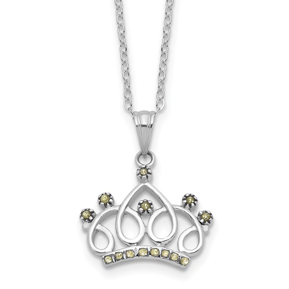 SS Plat-pltd Diamond Mystique Diamond Dust/Accent Crown Necklace