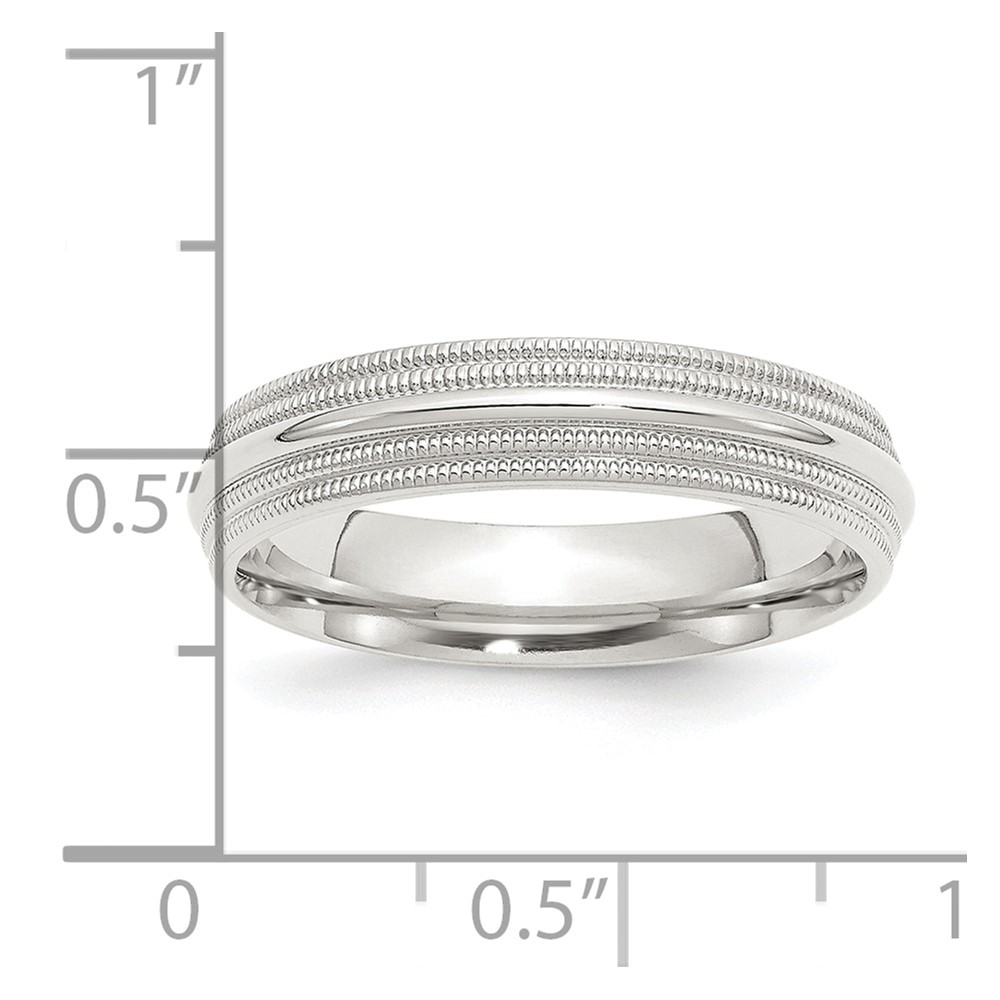 Sterling Silver 5mm Comfort Fit Double Milgrain Size 11 Band (QDMC050-11)