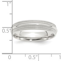 Sterling Silver 5mm Comfort Fit Double Milgrain Band view 3