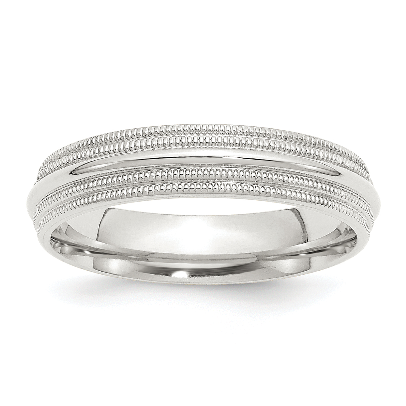 Sterling Silver 5mm Comfort Fit Double Milgrain Size 10 Band (QDMC050-10)