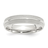 Sterling Silver 5mm Comfort Fit Double Milgrain Band view 1