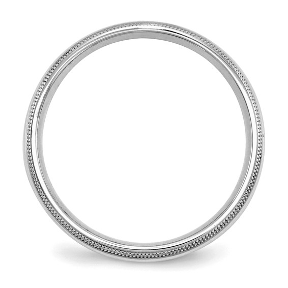 SSilver Rhodium-plated 5mm Comfort Fit Double Milgrain Size 4 Band