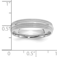 SSilver Rhodium-plated 5mm Comfort Fit Double Milgrain Band view 4