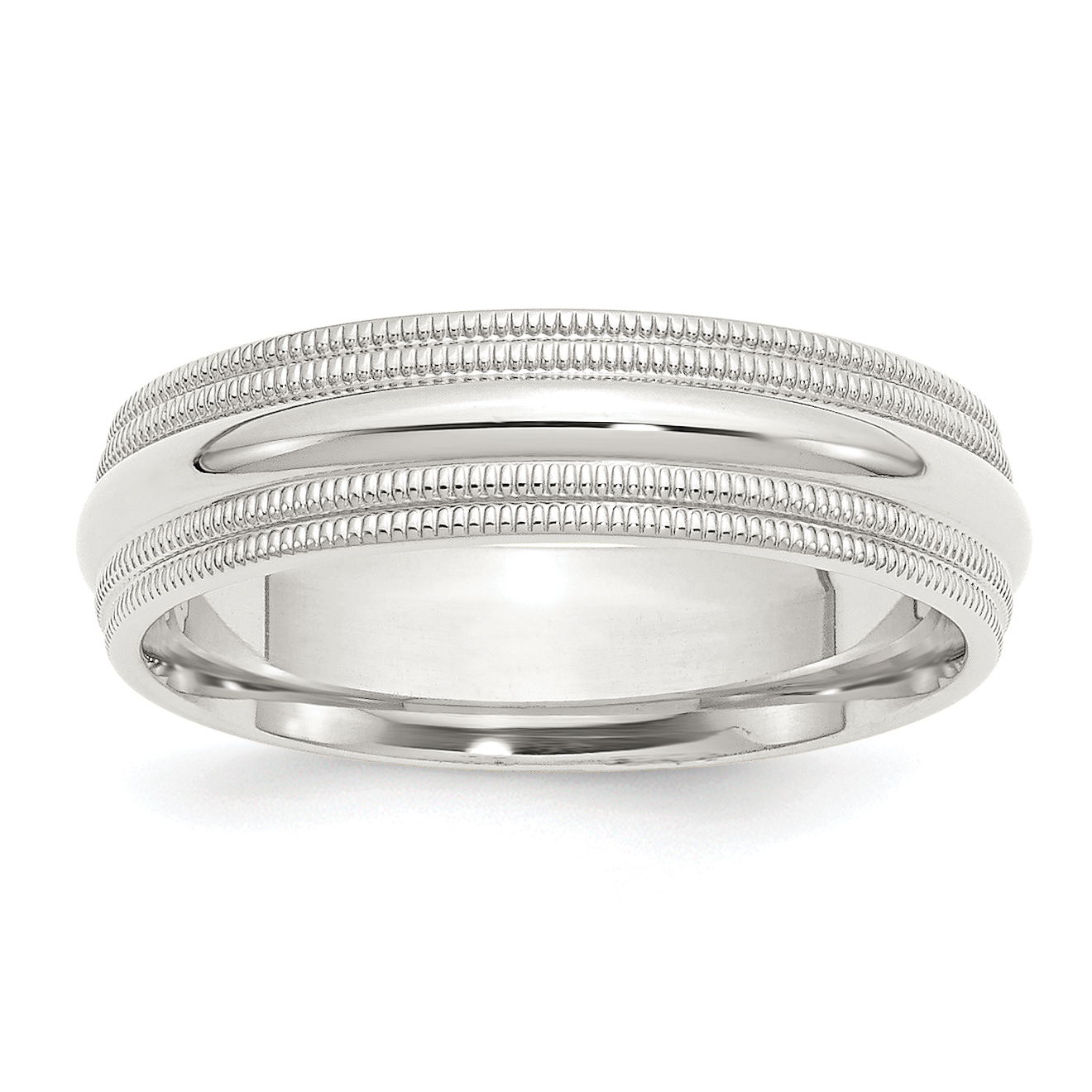 Sterling Silver 6mm Comfort Fit Double Milgrain Size 10 Band (QDMC060-10)