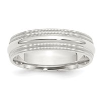 Sterling Silver 6mm Comfort Fit Double Milgrain Band - Size 4 view 1