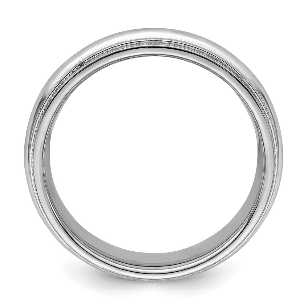 Sterling Silver Rhodium 6mm Comfort Fit Double Milgrain Size 10 Band (QDMC060RH-10)