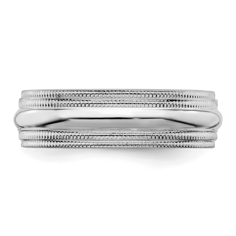 Sterling Silver Rhodium 6mm Comfort Fit Double Milgrain Size 10 Band (QDMC060RH-10)