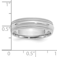 Sterling Silver Rhodium 6mm Comfort Fit Double Milgrain Band view 4