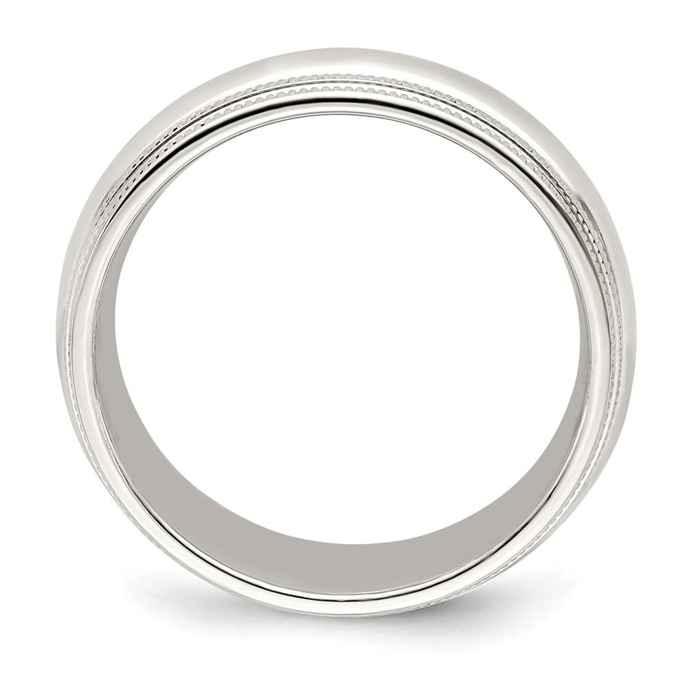 Sterling Silver 7mm Comfort Fit Double Milgrain Size 8 Band (QDMC070-8)
