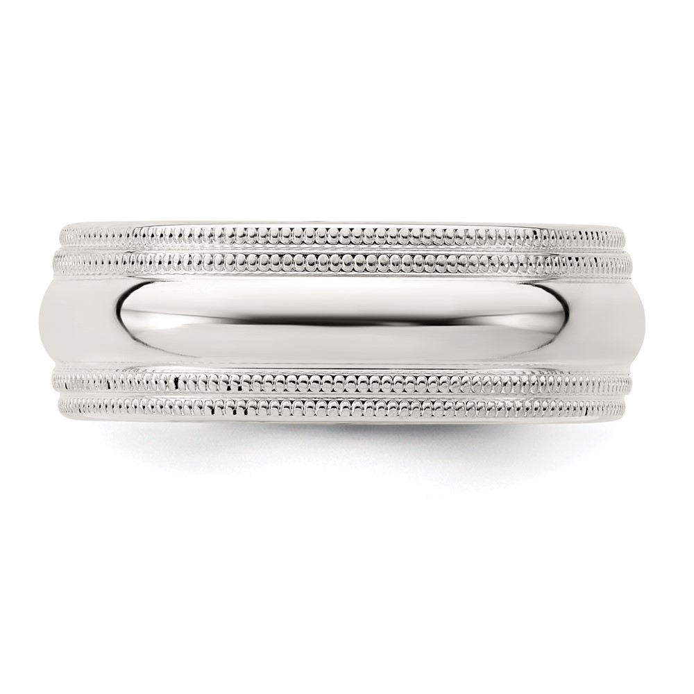 Sterling Silver 7mm Comfort Fit Double Milgrain Size 8 Band (QDMC070-8)