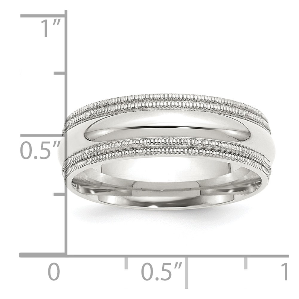 Sterling Silver 7mm Comfort Fit Double Milgrain Size 8 Band (QDMC070-8)