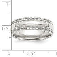 Sterling Silver 7mm Comfort Fit Double Milgrain Band view 3