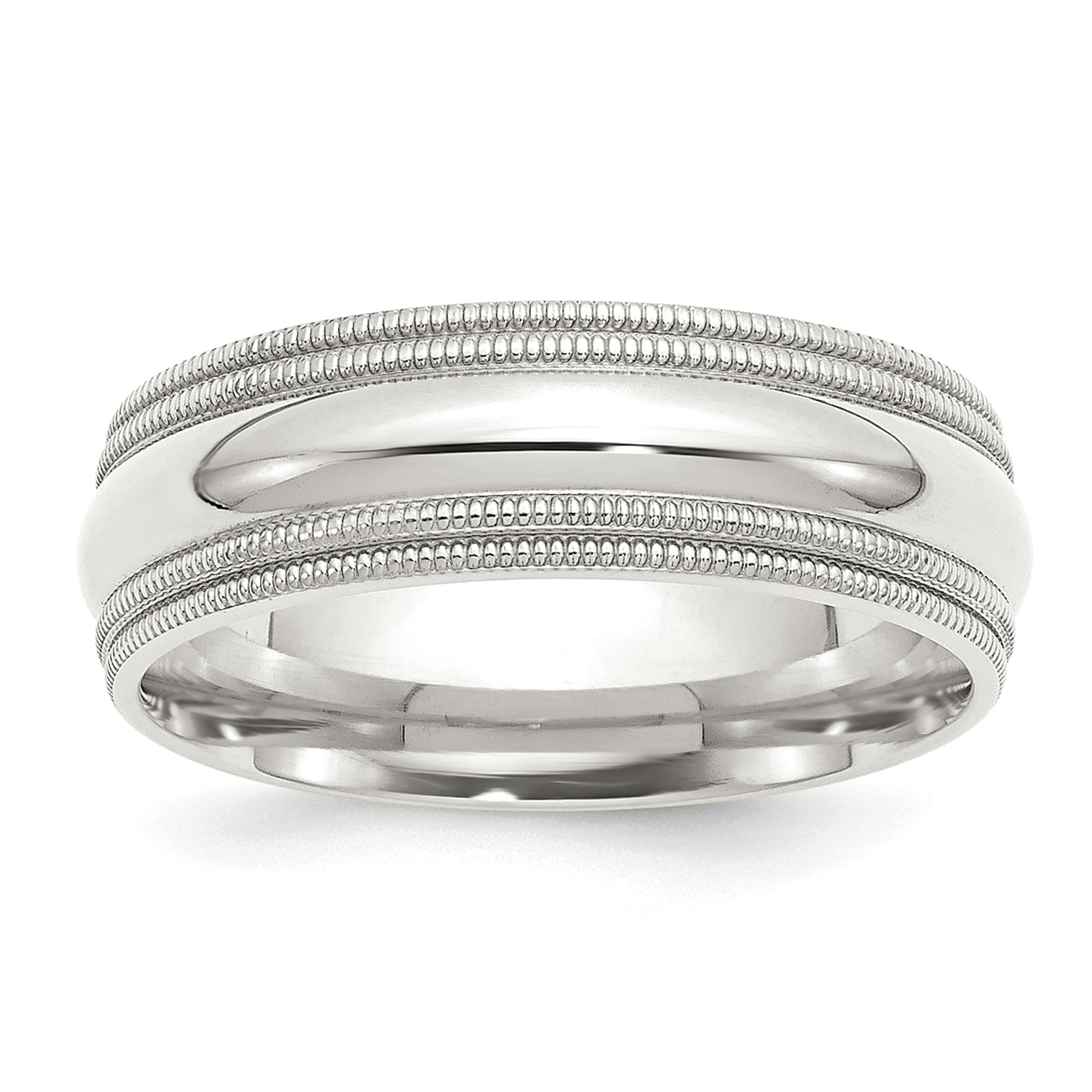 Sterling Silver 7mm Comfort Fit Double Milgrain Size 8 Band (QDMC070-8)