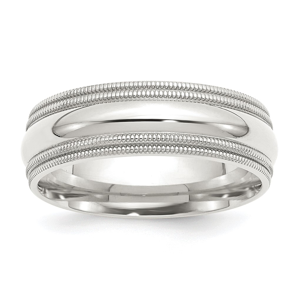 Sterling Silver 7mm Comfort Fit Double Milgrain Size 8 Band (QDMC070-8)