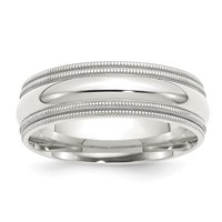 Sterling Silver 7mm Comfort Fit Double Milgrain Band view 1