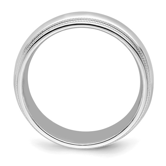 Sterling Silver Rh-plated 7mm Comfort Fit Double Milgrain Size 4 Band