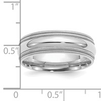 Sterling Silver Rh-plated 7mm Comfort Fit Double Milgrain Band view 4