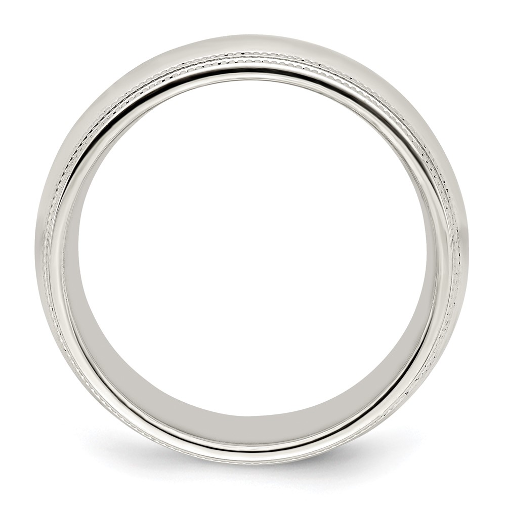 Sterling Silver 8mm Comfort Fit Double Milgrain Size 4 Band (QDMC080-4)