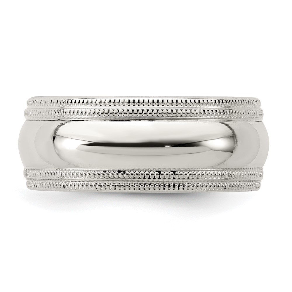 Sterling Silver 8mm Comfort Fit Double Milgrain Size 4 Band (QDMC080-4)