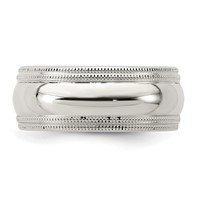 Sterling Silver 8mm Comfort Fit Double Milgrain Band view 4